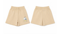 Shorts: Premium Cotton Beige "Panda Boat" Graphic Loungewear and Playwear