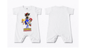 Full Length BodySuit (Romper): Premium Cotton White "Sonic Crew" Graphic Casual Essentials and Active Playwear