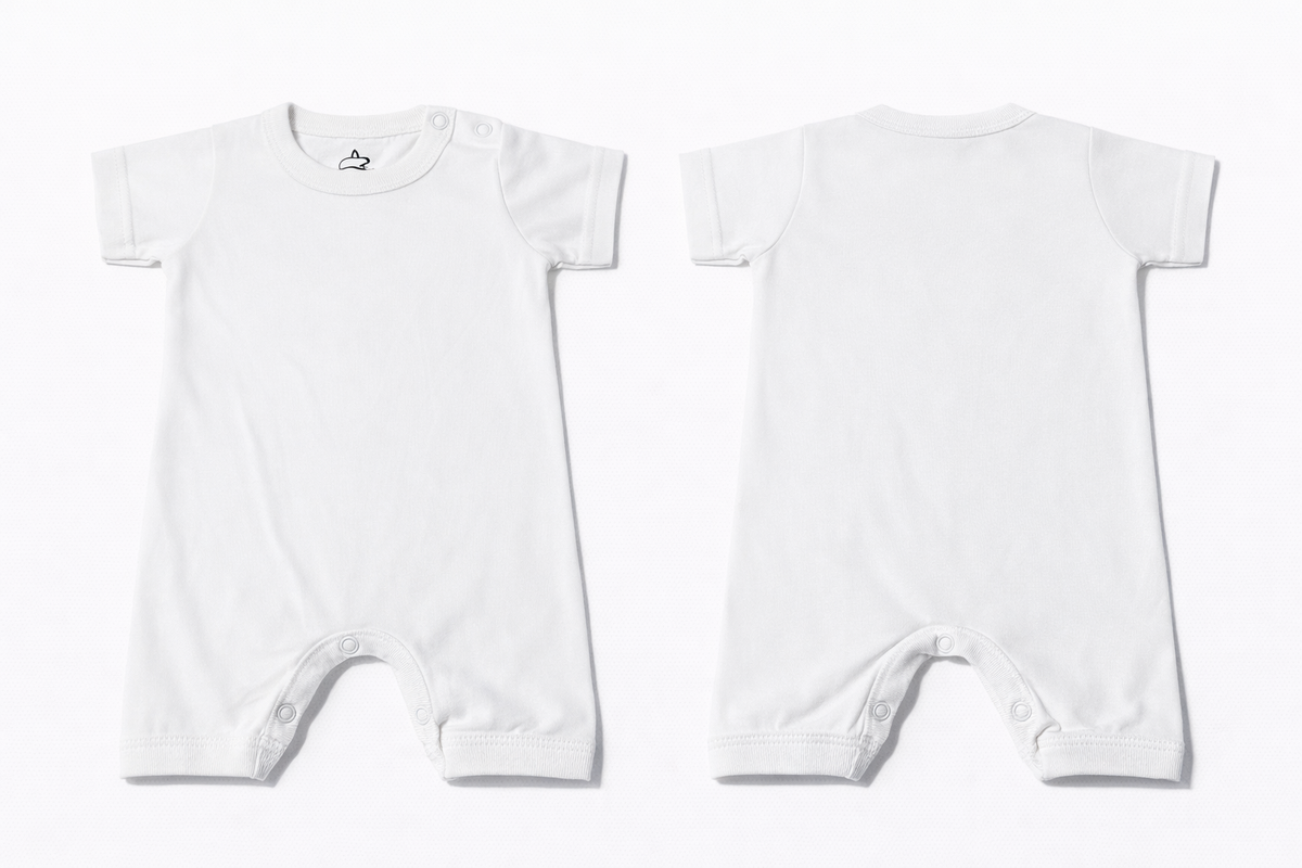 Full Length BodySuit (Romper) Premium Cotton White Solid Minimalist Casual Essentials and Active Playwear
