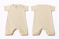 Full Length BodySuit Romper: Premium Cotton Jersey Solid Beige Casual Essentials