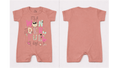 Full Length BodySuit Romper: Premium Cotton Jersey Dusty Rose "Wonderful Day" Graphic Casual Essentials
