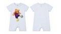 Short-Sleeve Full Length BodySuit (Romper): Premium Cotton Light Blue "Bear" Graphic Casual Essentials and Active Playwear