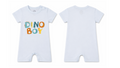 Short-Sleeve Full Length BodySuit (Romper): Premium Cotton Light Blue "Dino Boy" Graphic Casual Essentials and Active Playwear