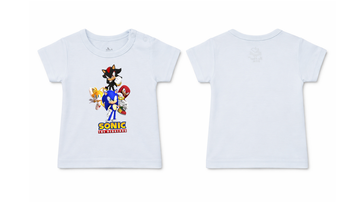 Short Sleeve T-Shirt: Premium Cotton Light Blue "Sonic Crew" Graphic Casual Essentials and Active Playwear